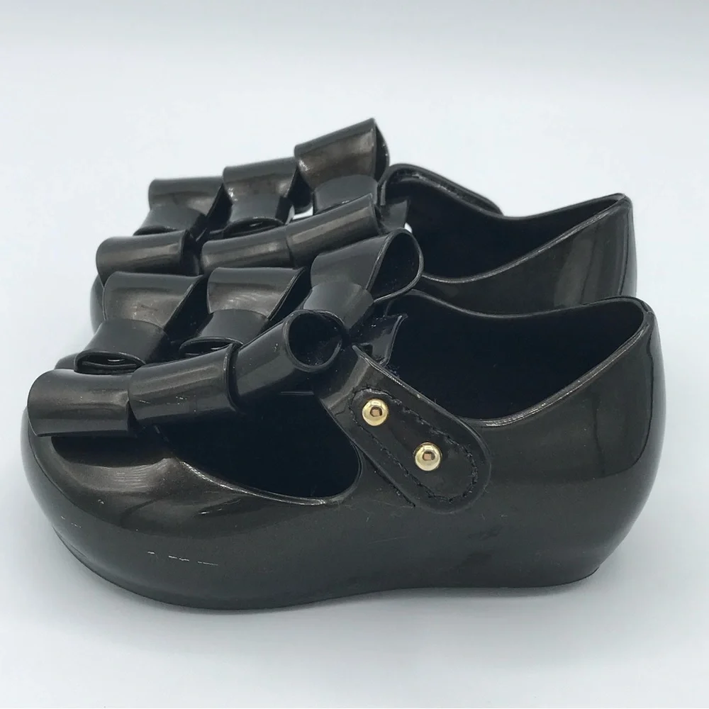 Mini Melissa Ultragirl Little Girls Sz 5 Triple Bow Mary Jane Shoes Sandals EUC
